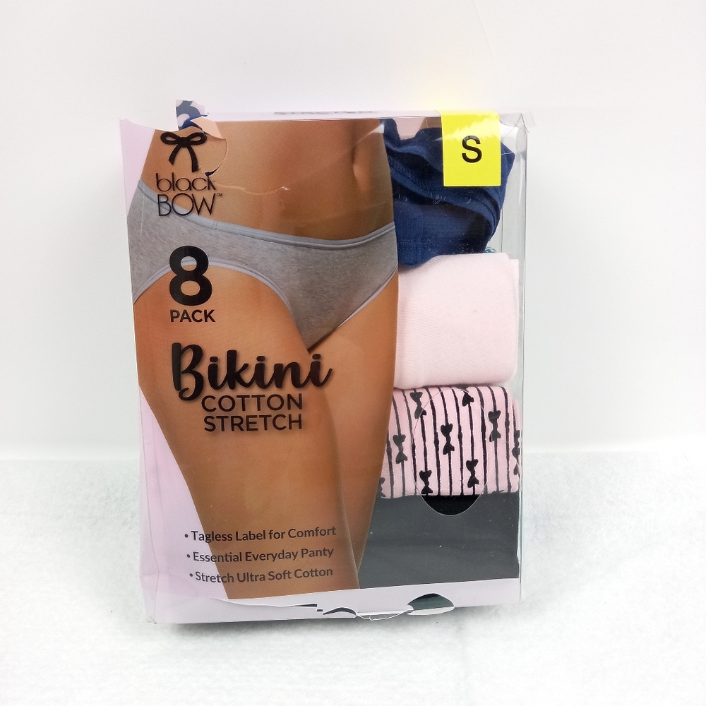 Black Bow Ladies Bikini Cotton Stretch 6-Pack